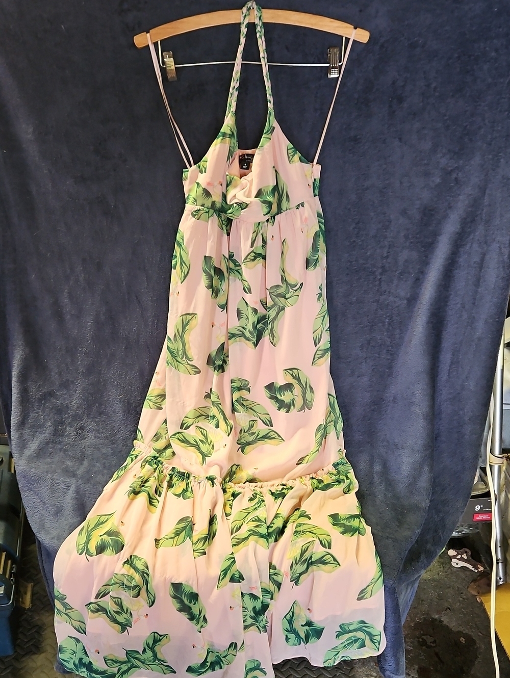 The Webster Miami At Target Pink Tropical Leaf Halter Maxi Dress